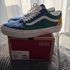 Vans Old Skool Colorblock Low Top Sneakers - Blue Green Yellow